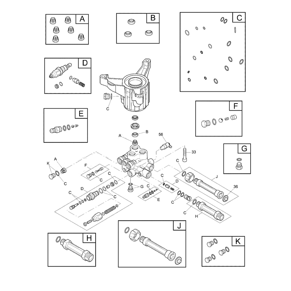 Pump (80022460) Diagram and Parts List for 020733-00  Briggs and Stratton Pressure Washer